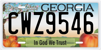 GA license plate CWZ9546