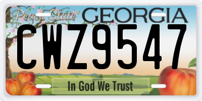 GA license plate CWZ9547