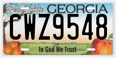 GA license plate CWZ9548
