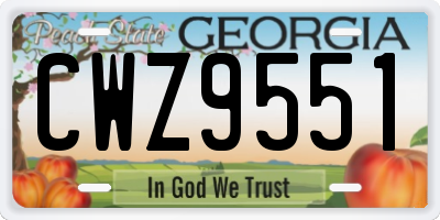 GA license plate CWZ9551