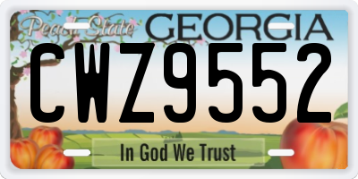 GA license plate CWZ9552