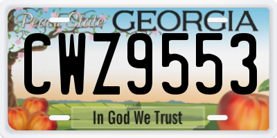 GA license plate CWZ9553