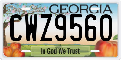 GA license plate CWZ9560