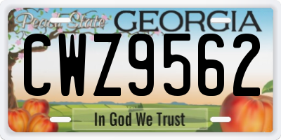 GA license plate CWZ9562
