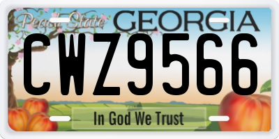 GA license plate CWZ9566