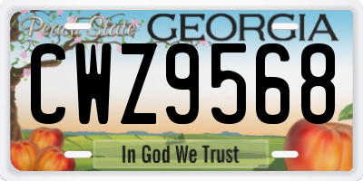 GA license plate CWZ9568