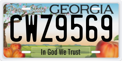 GA license plate CWZ9569