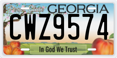 GA license plate CWZ9574