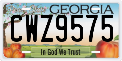 GA license plate CWZ9575