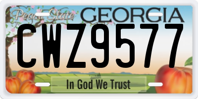 GA license plate CWZ9577