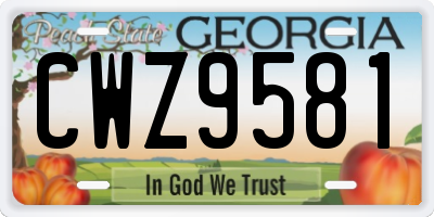 GA license plate CWZ9581
