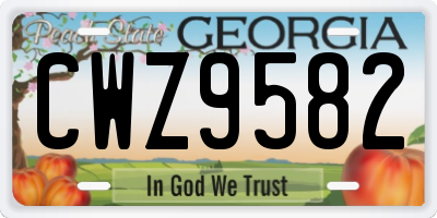 GA license plate CWZ9582
