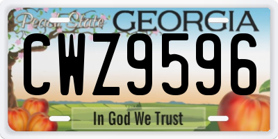 GA license plate CWZ9596