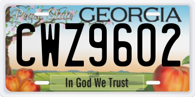 GA license plate CWZ9602