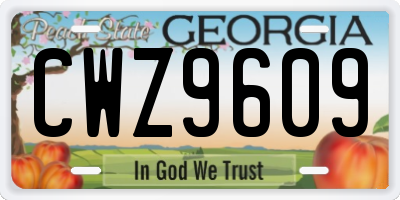 GA license plate CWZ9609