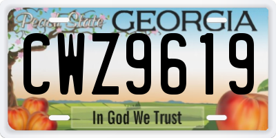 GA license plate CWZ9619