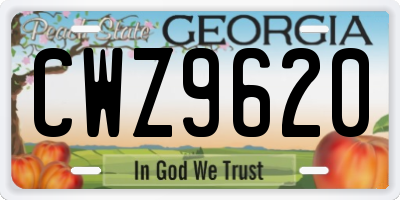 GA license plate CWZ9620