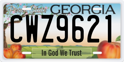 GA license plate CWZ9621