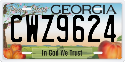 GA license plate CWZ9624