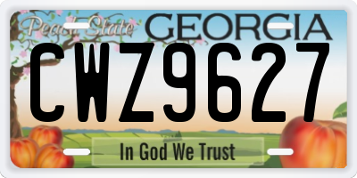 GA license plate CWZ9627