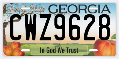 GA license plate CWZ9628