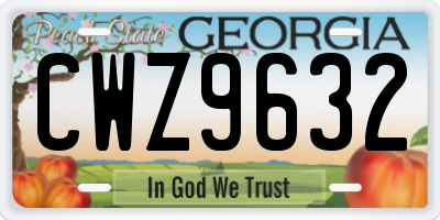 GA license plate CWZ9632