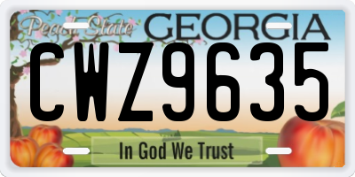 GA license plate CWZ9635