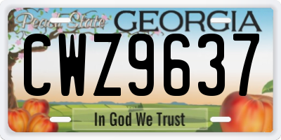 GA license plate CWZ9637