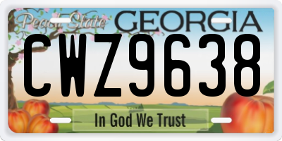 GA license plate CWZ9638
