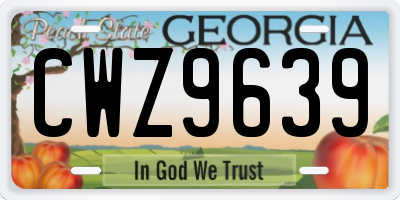 GA license plate CWZ9639