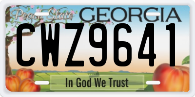 GA license plate CWZ9641