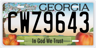 GA license plate CWZ9643