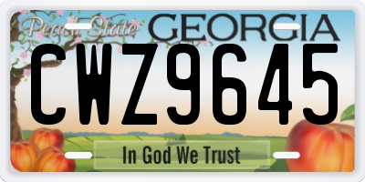 GA license plate CWZ9645