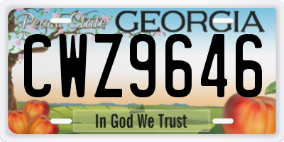GA license plate CWZ9646