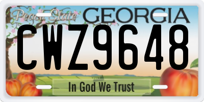 GA license plate CWZ9648