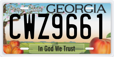 GA license plate CWZ9661