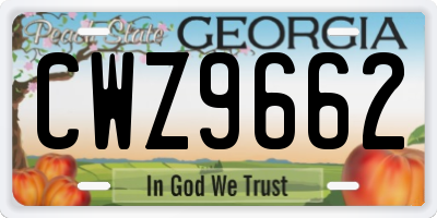 GA license plate CWZ9662