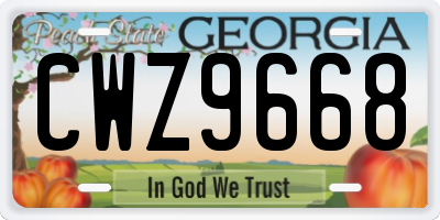 GA license plate CWZ9668