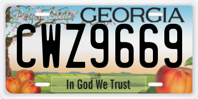 GA license plate CWZ9669