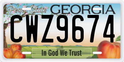 GA license plate CWZ9674