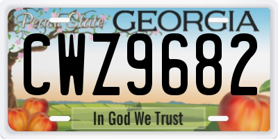 GA license plate CWZ9682