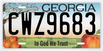 GA license plate CWZ9683