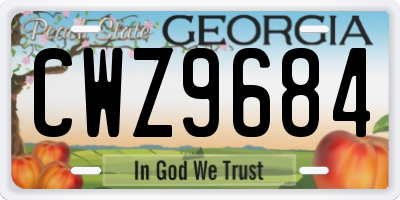 GA license plate CWZ9684