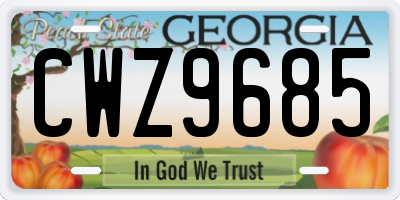 GA license plate CWZ9685