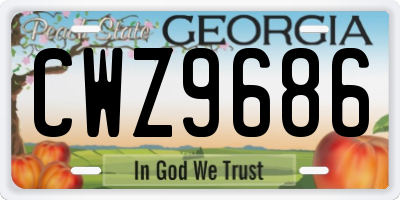 GA license plate CWZ9686