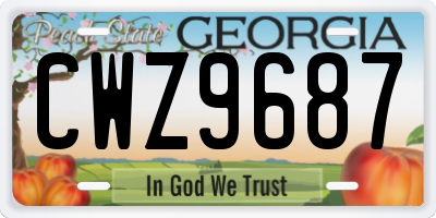 GA license plate CWZ9687