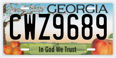 GA license plate CWZ9689