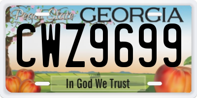 GA license plate CWZ9699