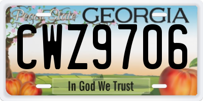GA license plate CWZ9706