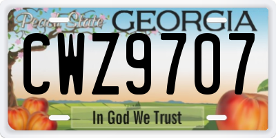 GA license plate CWZ9707